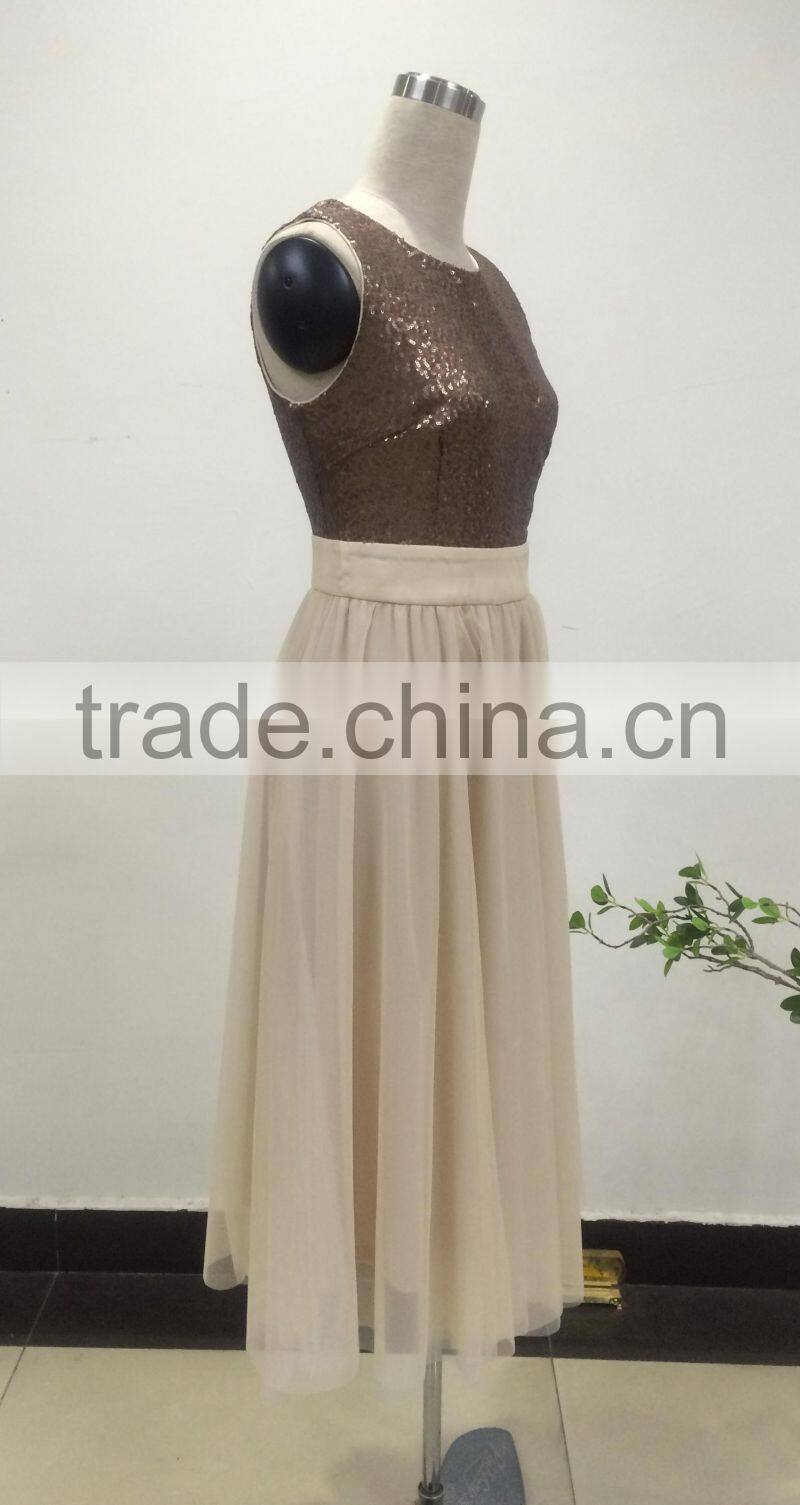 latest machine made sequin ladies fashion party dress