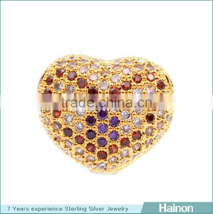 small hole love shape beads pave more color zircon for bracelet handmade jewelry