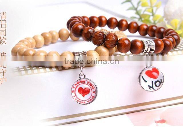 customized UK flag glass dome charm wood bracelets jewelry