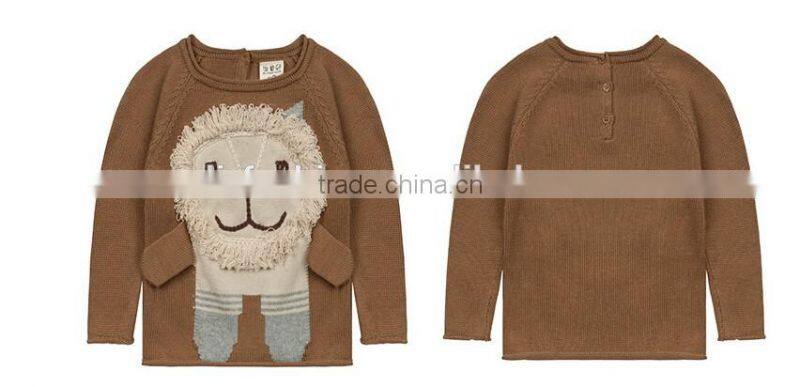 2016 Hot Sell Handmade 3D Lions Children Knitted Sweater