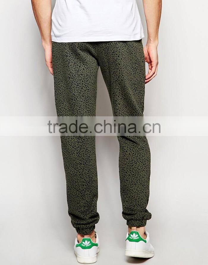 Mens skinny fashion jogger pants in leopard print for sale
