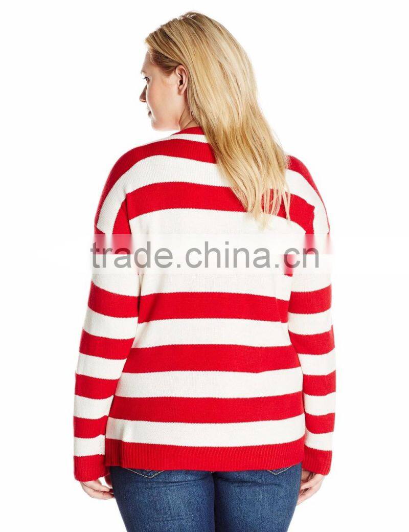 Women Red Sweater Hat Reindeer Pattern Custom Christmas Sweater