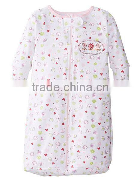China alibaba applique wearable cotton wholesale animal baby sleeping bag with sleeves