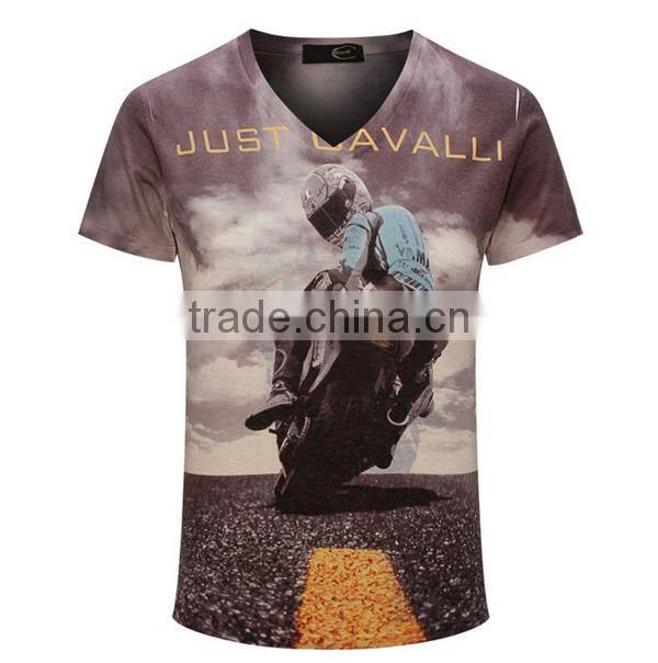 V Neck 3D Printed T-Shirt Men Brand Cotton Mens T Shirts Fashion 2016 Tops Teen Men's Clothing