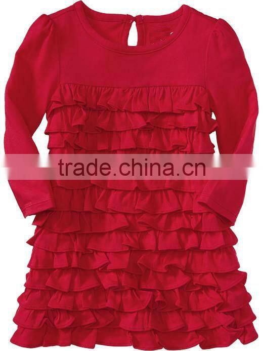 LITTLE GIRLS RUFFLED DRESS IN CHARCOAL MELANGE