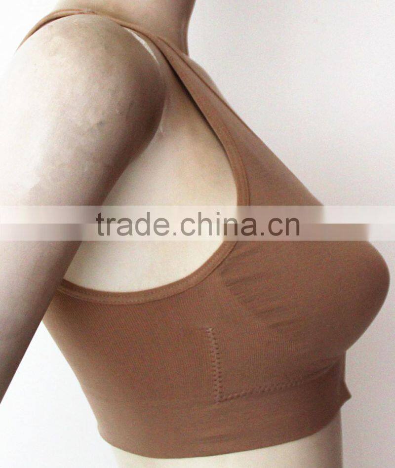 seamless front close zipper double layer with removable sponge sports bra
