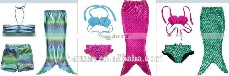 2017 Sexy Swimwear Custom Girl's 3pcs Mermaid Tail Rainbow Princess Bikini Children Bathing Suit Child Cute Swimsuit Kids