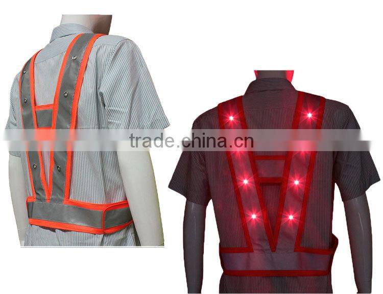 High visibility reflective LED fluorescent orange safety vest