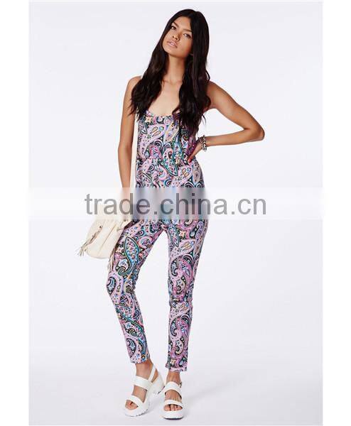 Paisley Print Sleeveless Jumpsuits For Women 2014