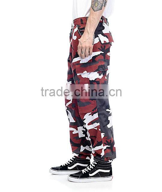 Sport Red camo cargo cotton, polyester pants men's jeans&pants