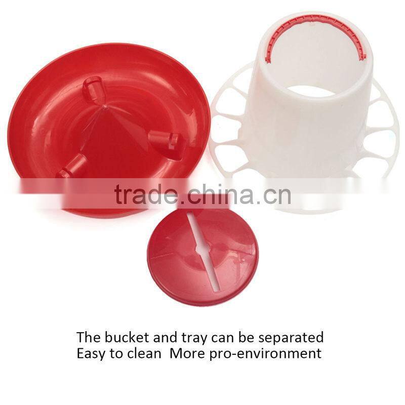 Hot Sale Plastic 169.518.5cm 1.5kg White+Red Plastic Feeder Baby Chicken Chicks Hen Poultry Feeder Lid Handle