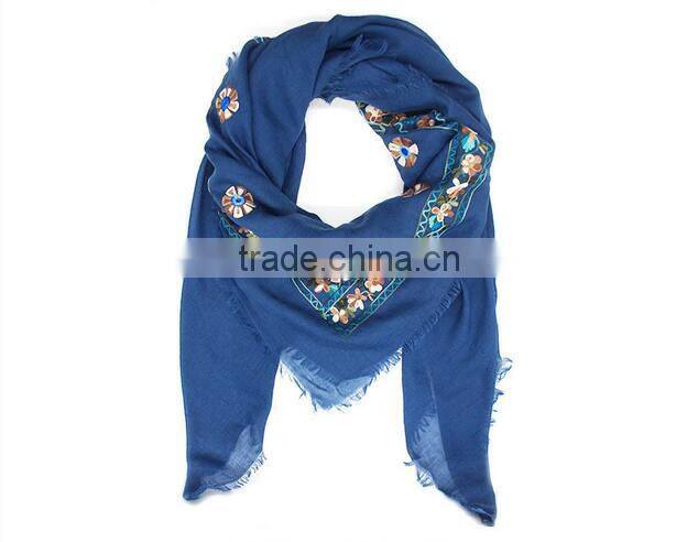 hot sale square headscarf pure cotton embroidery shawl scarf muslim hijab scarf for women