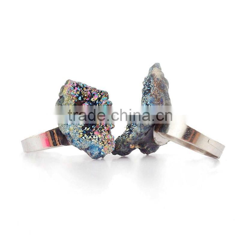 Raw Crystal Natural Stone Irregular Pendant Ring