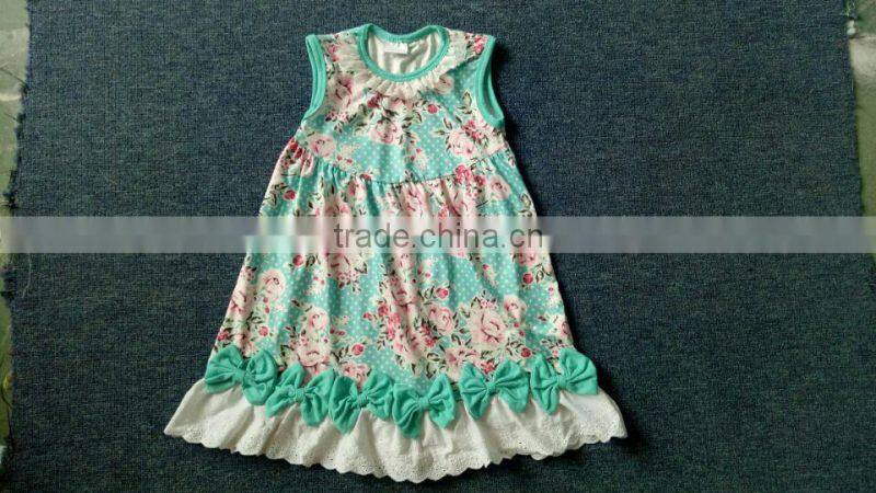 Yiwu supplier boutique girls fancy cartoon unicorn printed dress smocked baby soft cotton frock girl clothing