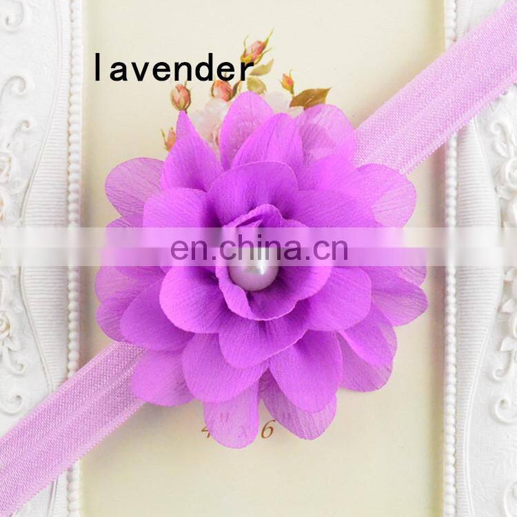 high quality children headdress draped Chiffon pearl hair band Girl headbands