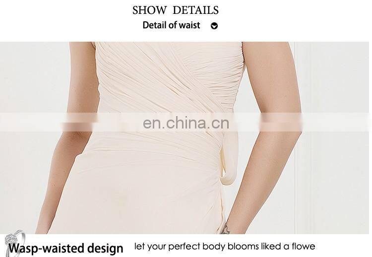 EB2227 A-Line scoop halter top Ruched Chiffon evening dress