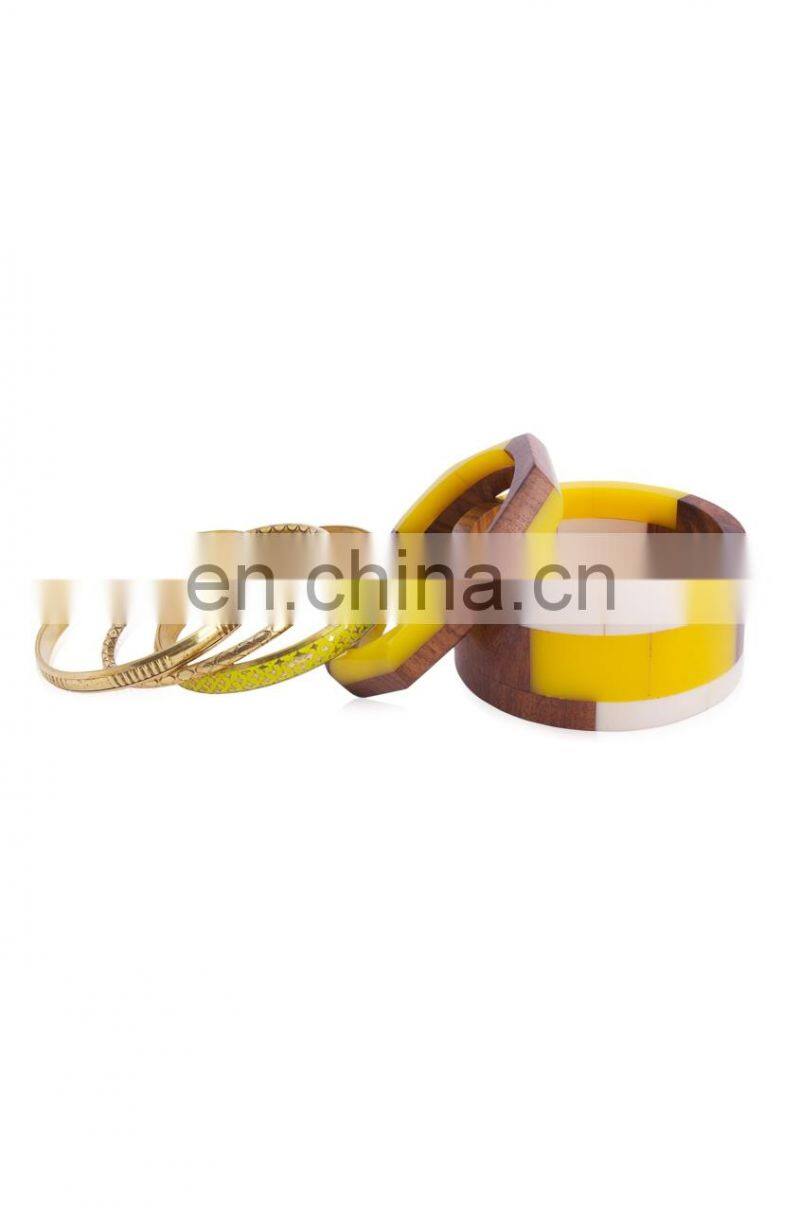 A Set of 4 Wood and Brass bangles Christmas Gift