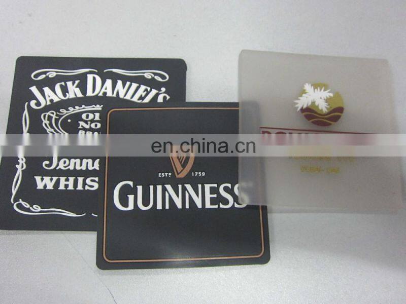 Personalized square soft pvc beer drink pad and cup stacking mat
