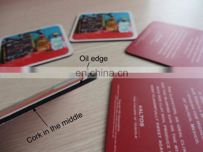 Customized printed cardboard paper cork drink coaster for promotions