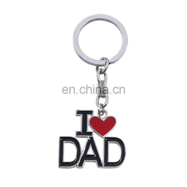 Wholesale Cheap Stock Type Enamel Style Creative Mother's Day Father's Day Gift Metal I Love Papa Keychain I Love MAMA Keychain