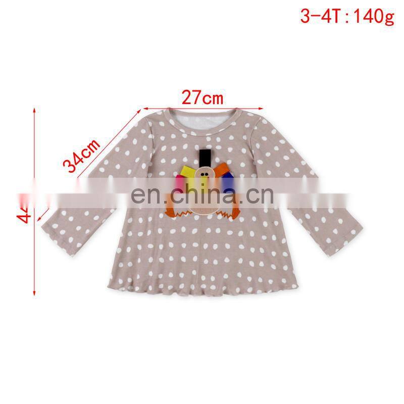Girl Polka Dots Applique Ruffle Tunic And Stripe Leggings Wholesale Children Clothing Kids Thanksgiving Boutique Outfit