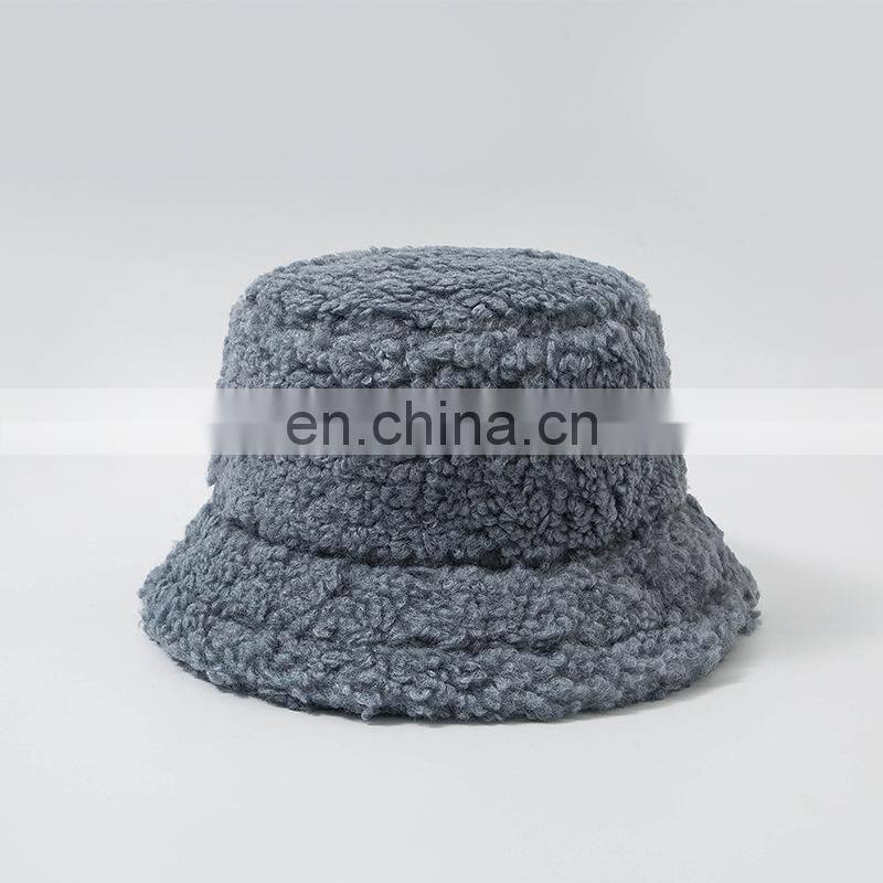 Women Hat Solid Artificial Fur Warm Female Faux Fur Winter Bucket Hat Autumn Winter Fashion Girl Outdoor Street Casual hats