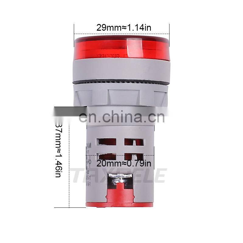 22mm Ampermeter AC220V 100A Digital Display Monitor Current Indicator Signal Light Ammeter Tester Measuring Ampere Meter