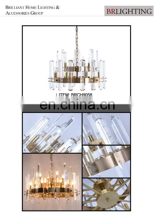 Contemporary Crystal Strip Big Brass And Crystal Chandelier for home hotel villa decoration