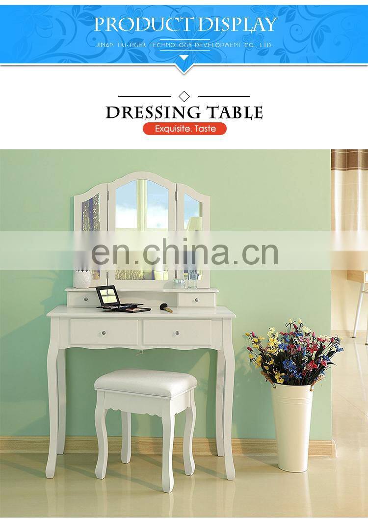 modern venetian mirrored glass dressing table white