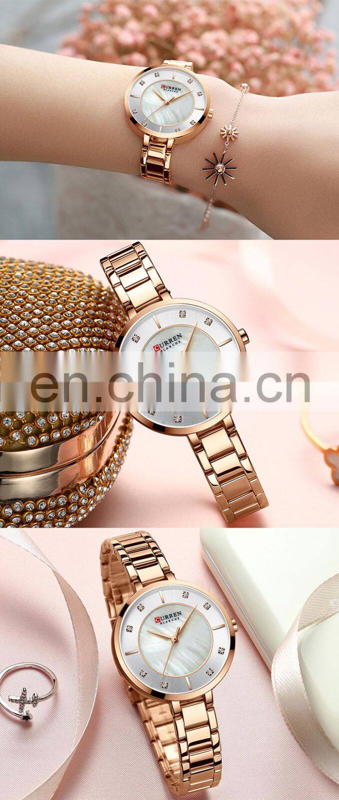 CURREN 9051 Women Bracelet Elegant Business Quartz Watches Japan Movement Stainless Steel Ladies Wristwatch