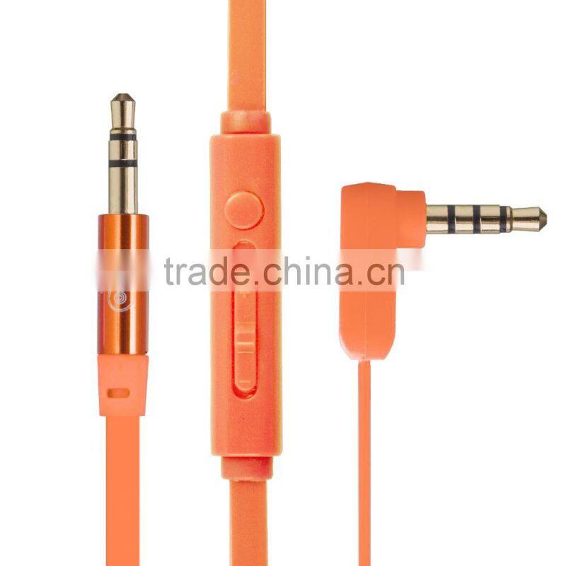 Gold-plated 3.5mm tangle-free high grade audio cable with mic and remote