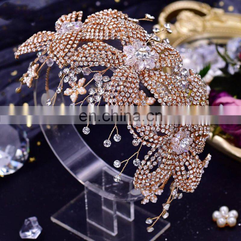 Flower Bridal Crown Tiara Rhinestone Wedding Hair Jewelry Bridal Hair Accessories Luxury Crystal Bridal Headwear