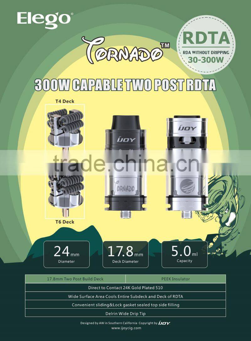 Stock Offer IJOY Tornado RDTA Tank with T4 Deck, Original IJOY Tornado