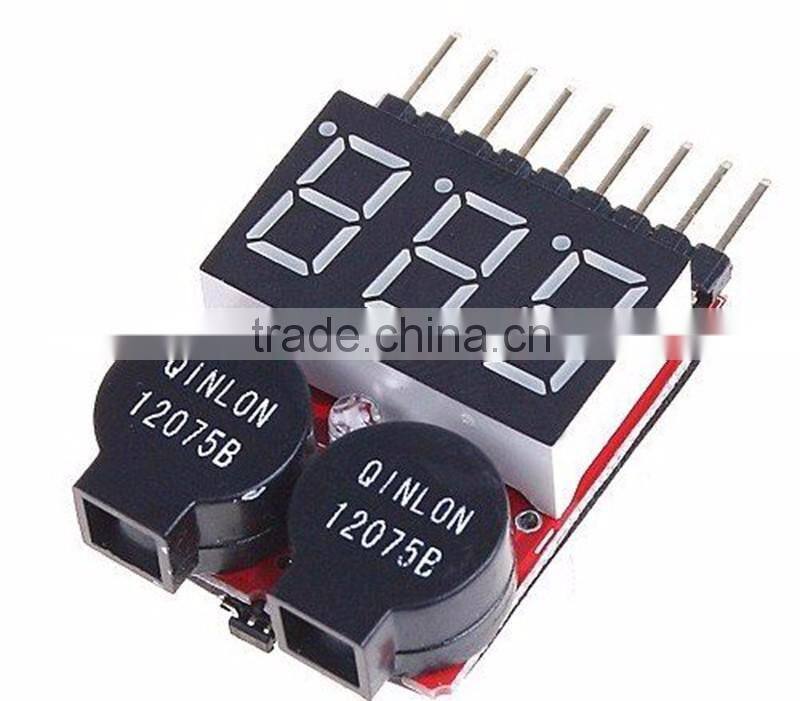 Low Voltage Lipo/Li-ion/Fe Battery Voltage 2IN1 Tester Buzzer Alarm 1-8S