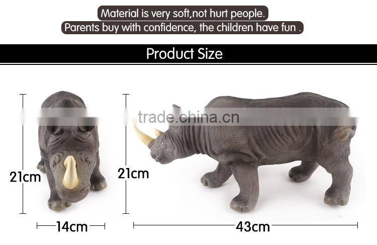 Hot Sell Cool Dinosaur Toys Vinyl 17'' Black Rhinoceros Toy For children X012