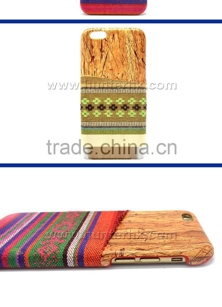 Wood+Fabric Credit Card Slot Case For IP 6