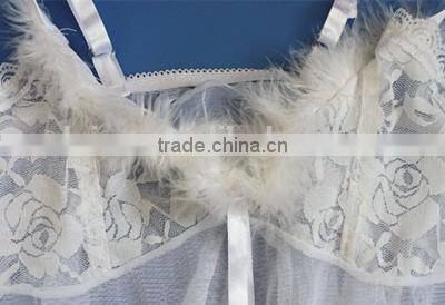 Hot sexy unique Net gauze material flower lingerie babydoll nighty dress