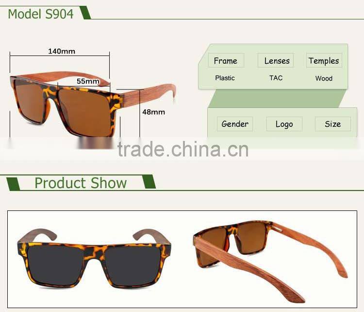 2015 high quality pc frame bamboo polarized sunglasses customized logo