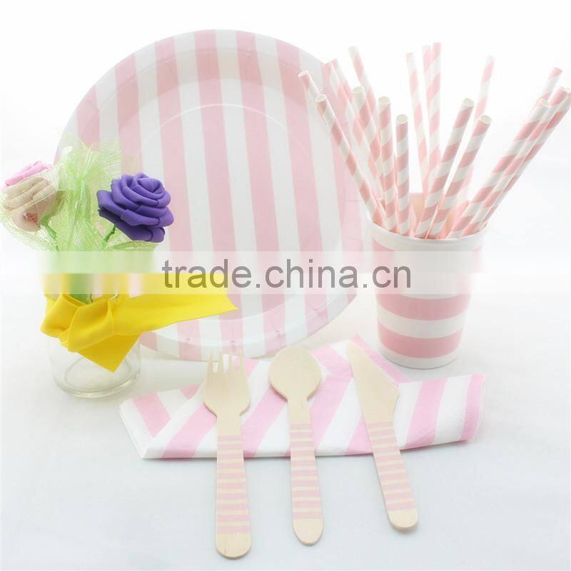 Supplier Of Green Striped Dinner Paper Sets