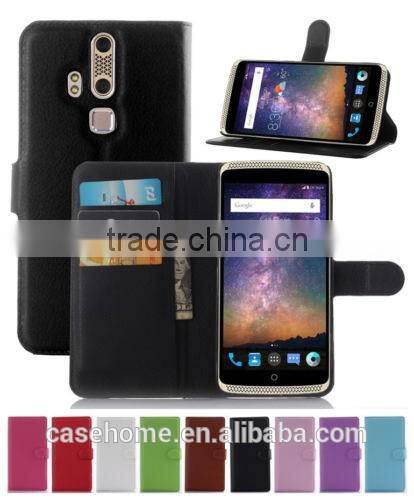 Litchi pattern Leather wallet flip stand pouch Cover Case For ZTE Axon Elite