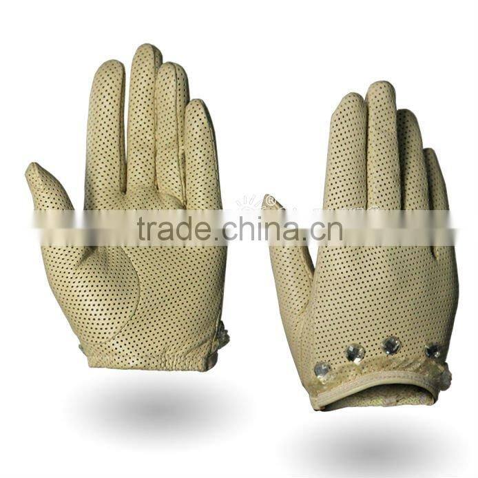 HIGH end online shop tight full grain goatskin beaded and lace leather winter glove