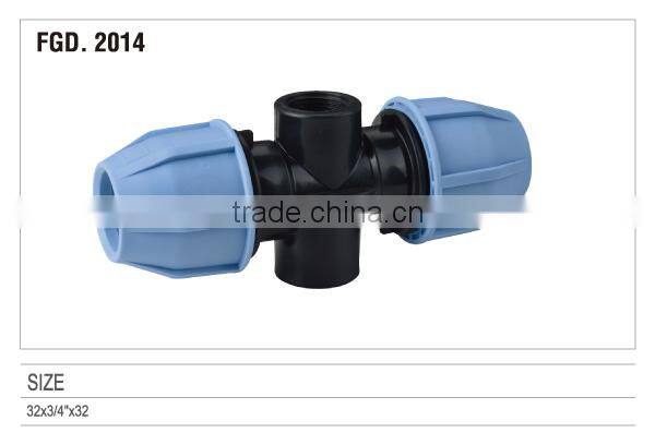 2014 FEMALE TEE WITH PEG FITTING PP IRRIGATION FITTINGS