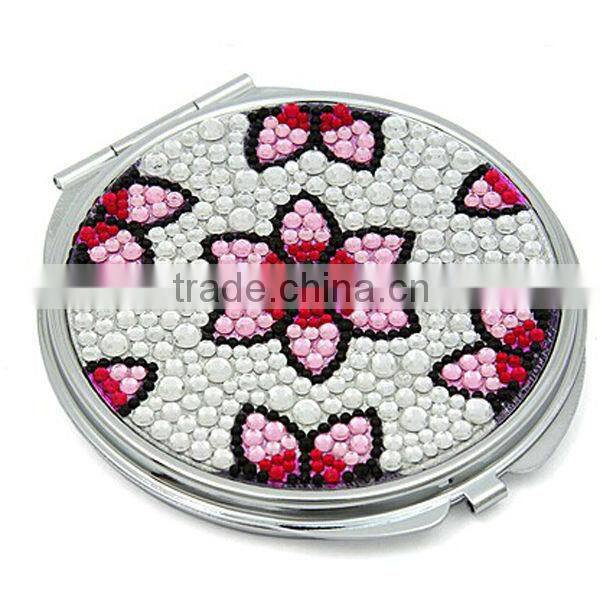Rhinestone square fuchsia pocket mirror cosmetic mirror compact mirror