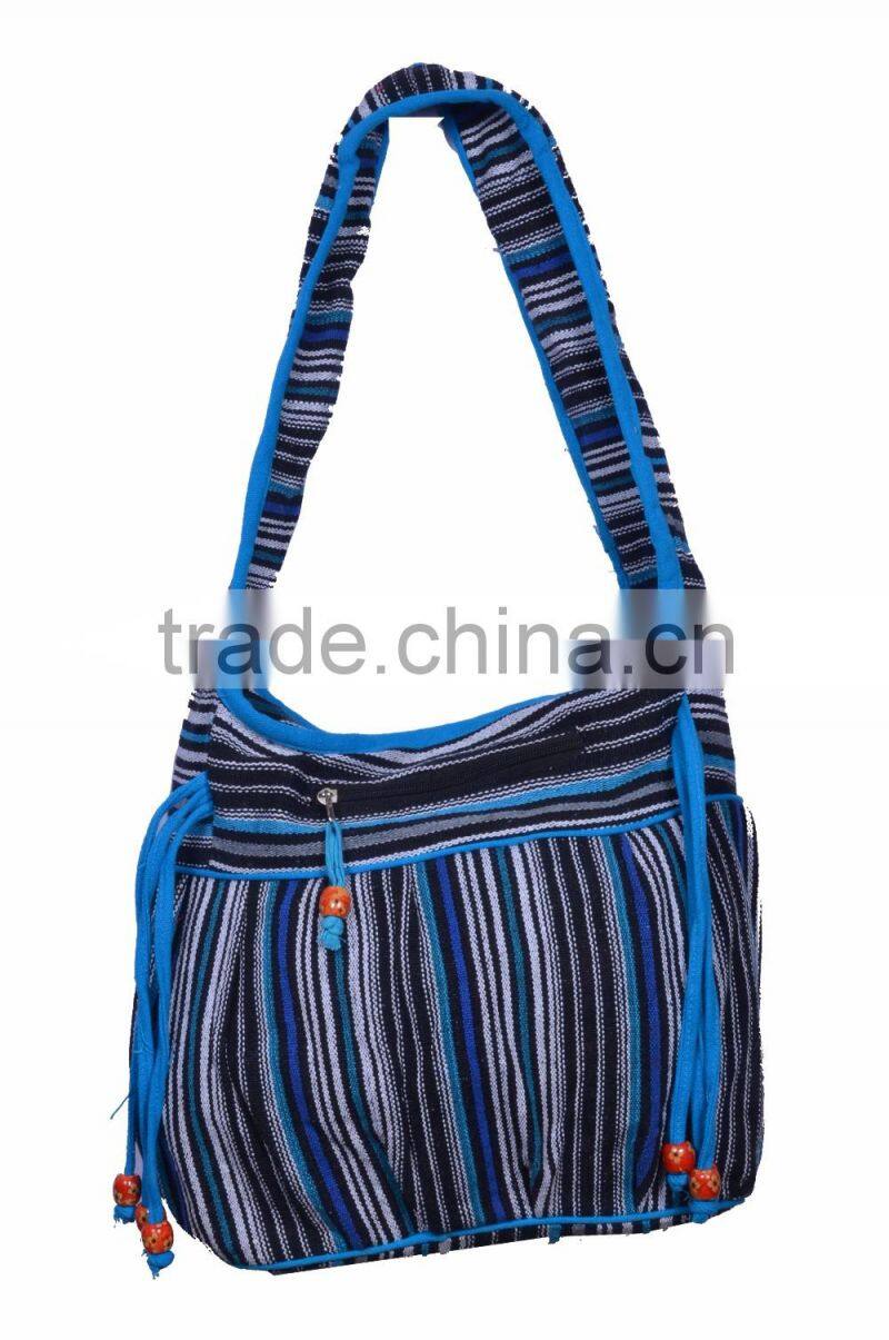 Cotton Canvas Fabric Patch Bag with bead