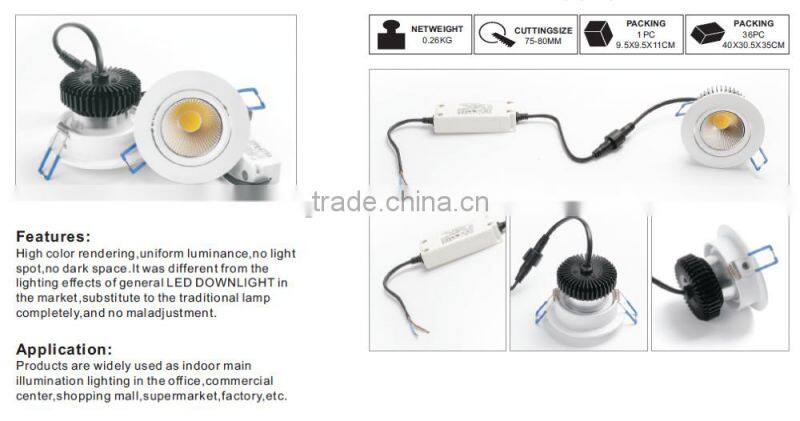 Excellent High CRI 3 inch 6w COB LED downlight