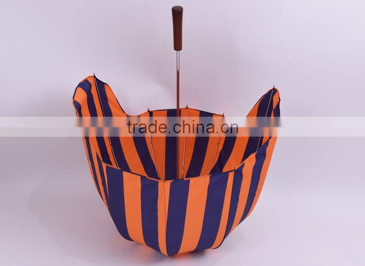 wood hadle yellow/blue big hat umbrella