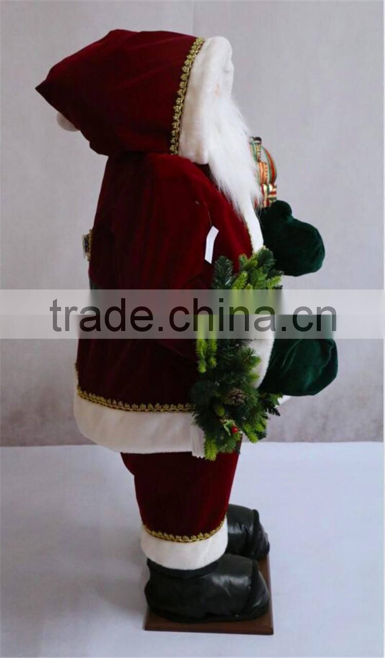 XM-A6071 plush 48 inch indoor inflatable santa christmas ornament with gifts and lighted tree circle