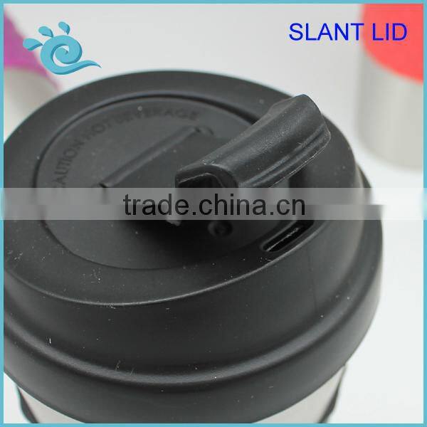 Good Quality 450ML Double Wall Stainless Isolated Coffee Mug with Anti-Slip Sleeve and Slant Lid