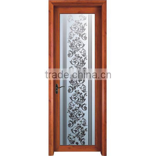 solid wooden Interior classic mdf veneer glass door