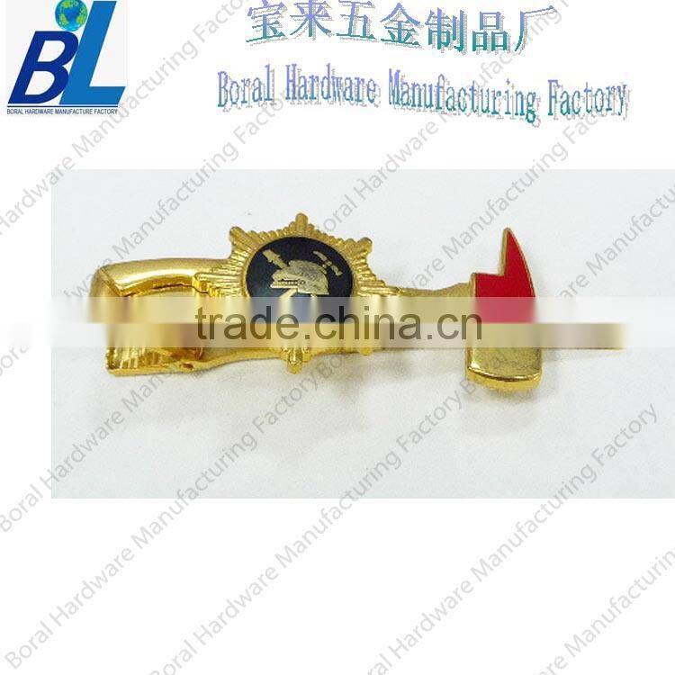 Gold plated metal batman tie clip in bronze